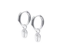 Poppy Birth Flower Silver Huggie Earring Charms HO-2714